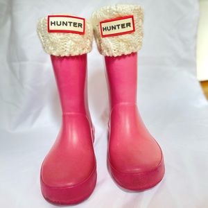 Kids pink hunter boots and socks included